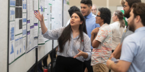 Student presenting her research.