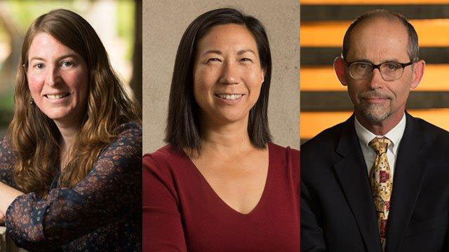 3 columns displaying three faculty winners for Provost Excellence award