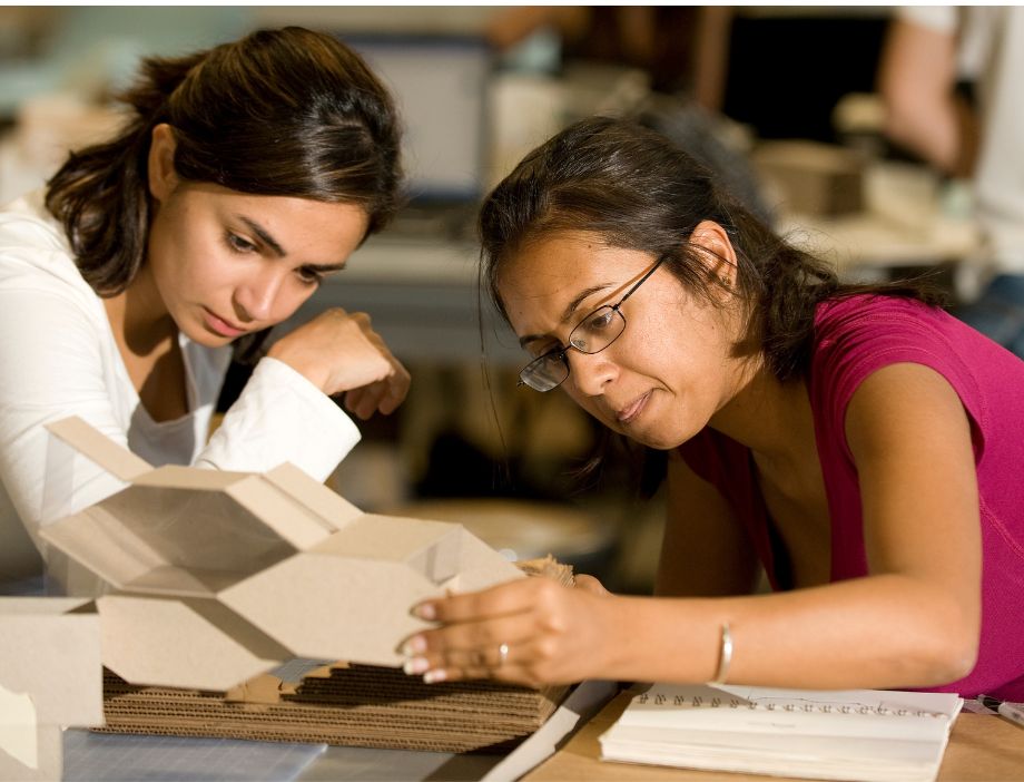 A student and mentor working together.