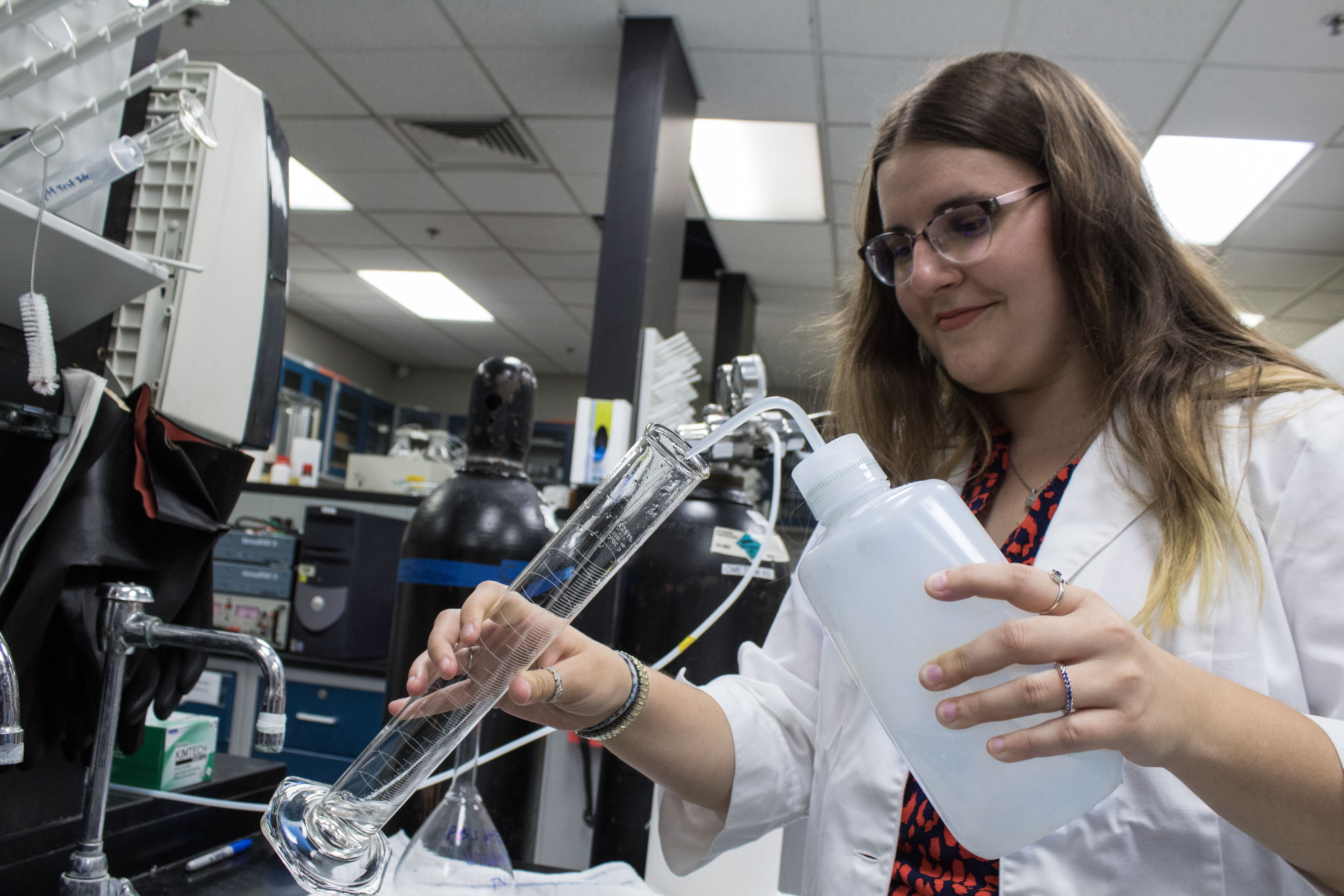 student in a lab