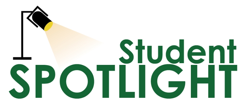 Text that says Student Spotlight in green and yellow text
