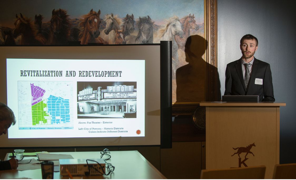 A student presenting his research.