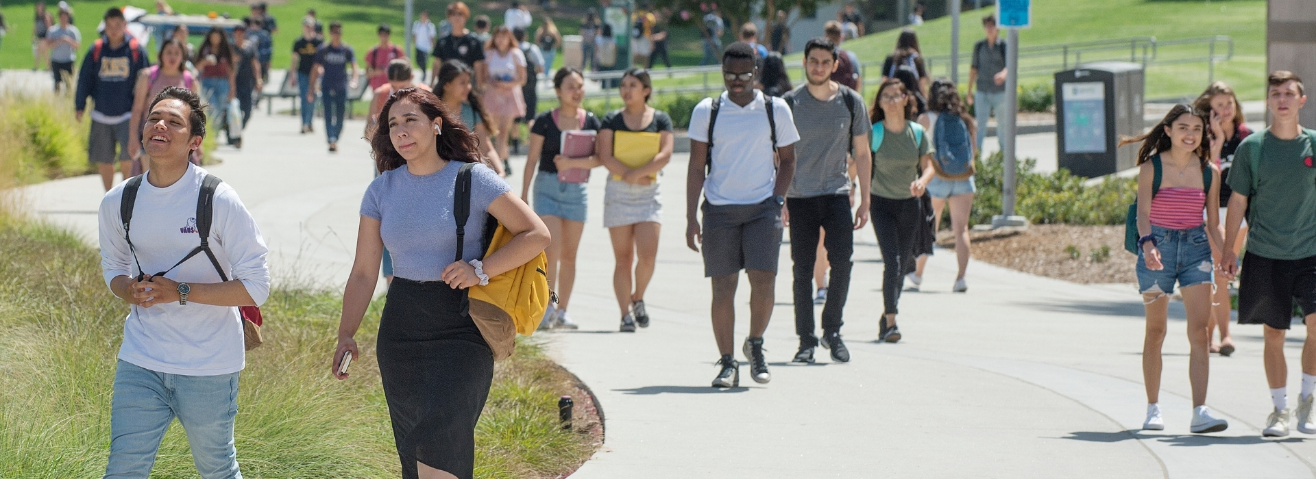 Students walk on campus