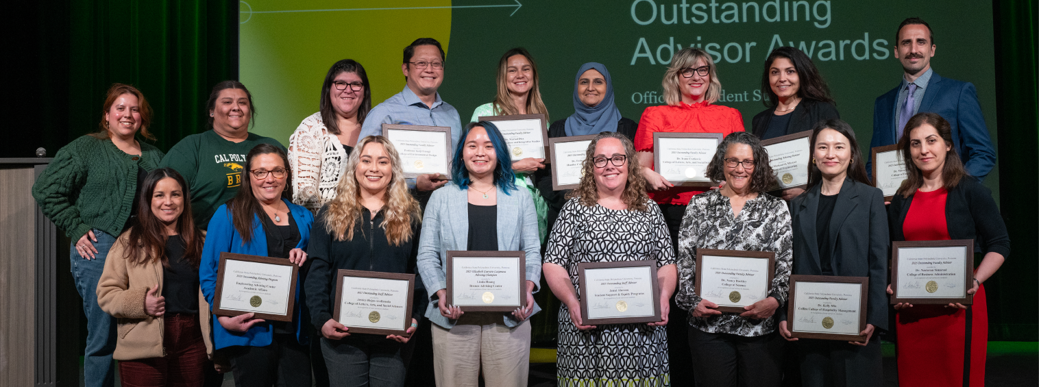 Group photo of Outstanding Advisor Awards from 2024-25