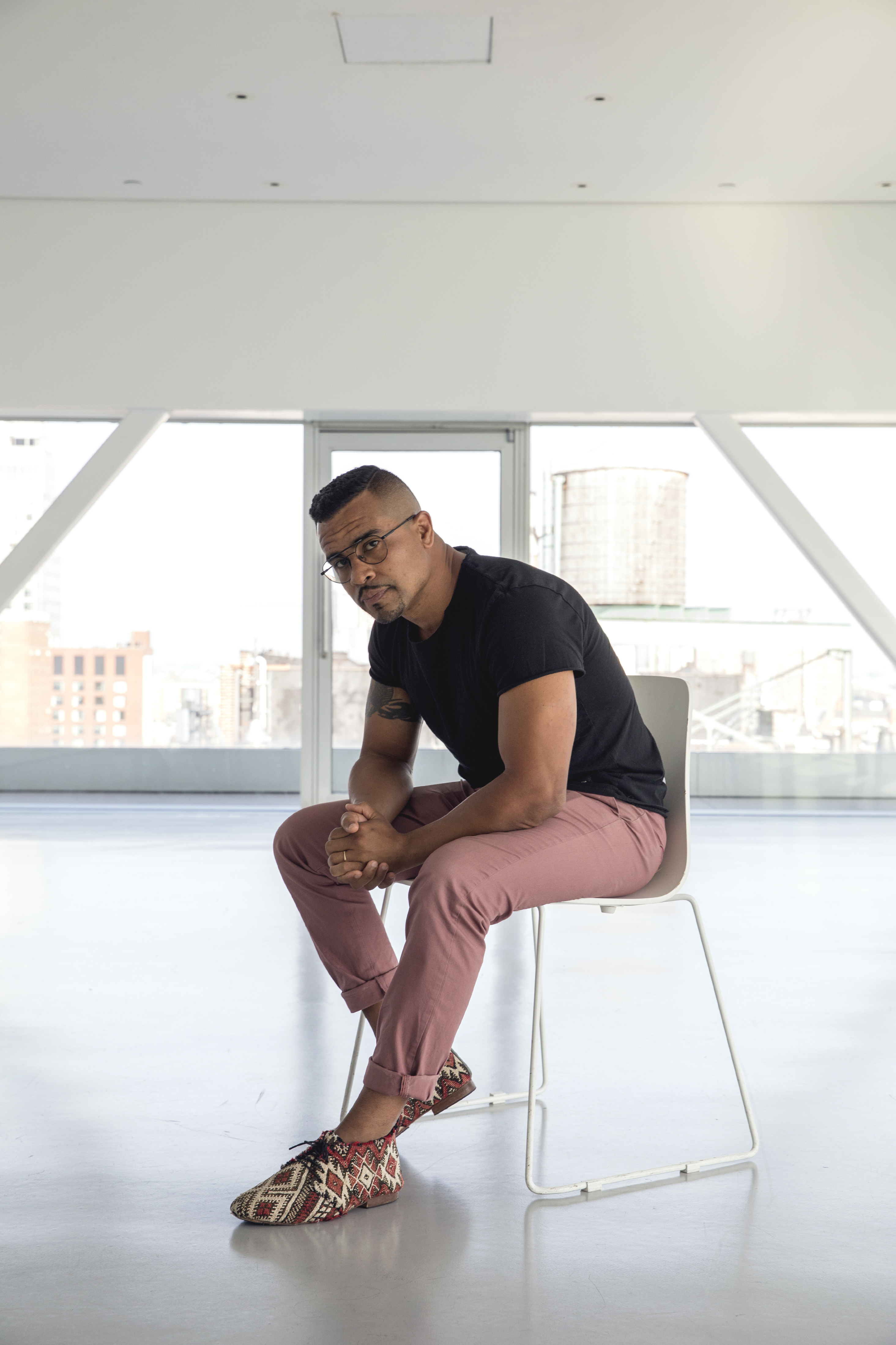 Artist Shaun Leonardo in New York studio apartment,  Photo Credit: New York Times. 