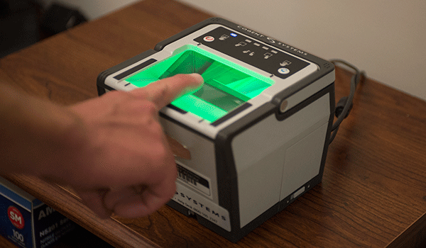 Live Scan machine in the University Police Department