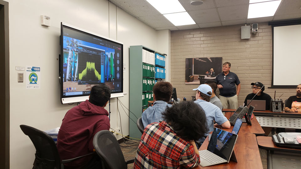 Students watching a presentation