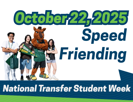 Speed Friending featuring a group of students posing with Billy Bronco