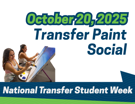 Paint Night Social featuring two transfer students painting on a canvas from last years paint night