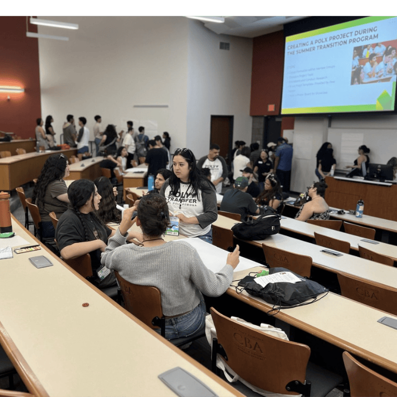 Students talking to each other at program