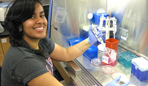 A female student working in a lab