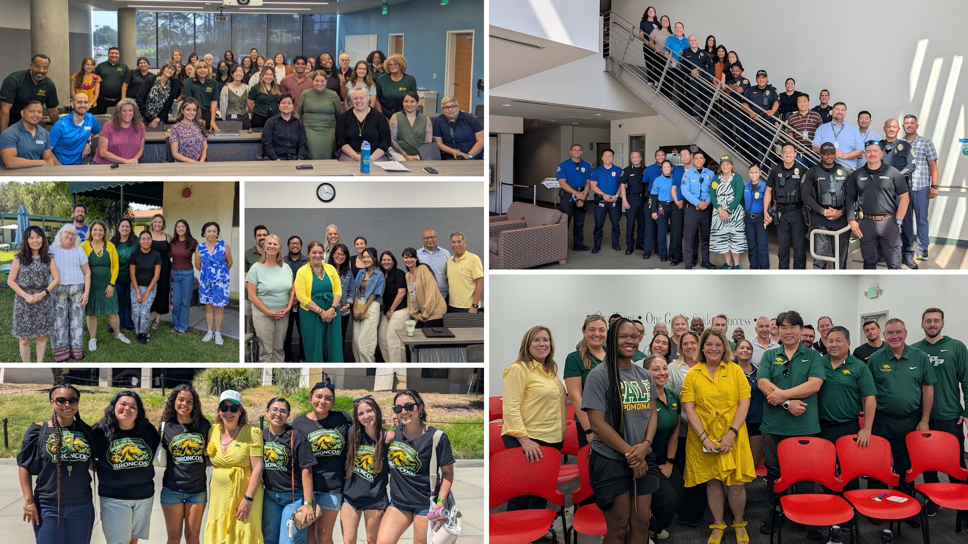 collage of Vanya's listening tour visits across campus