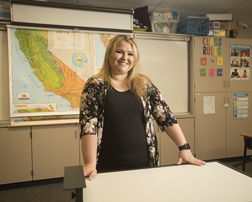 Alumna Elizabeth Mason in her special ed classroom