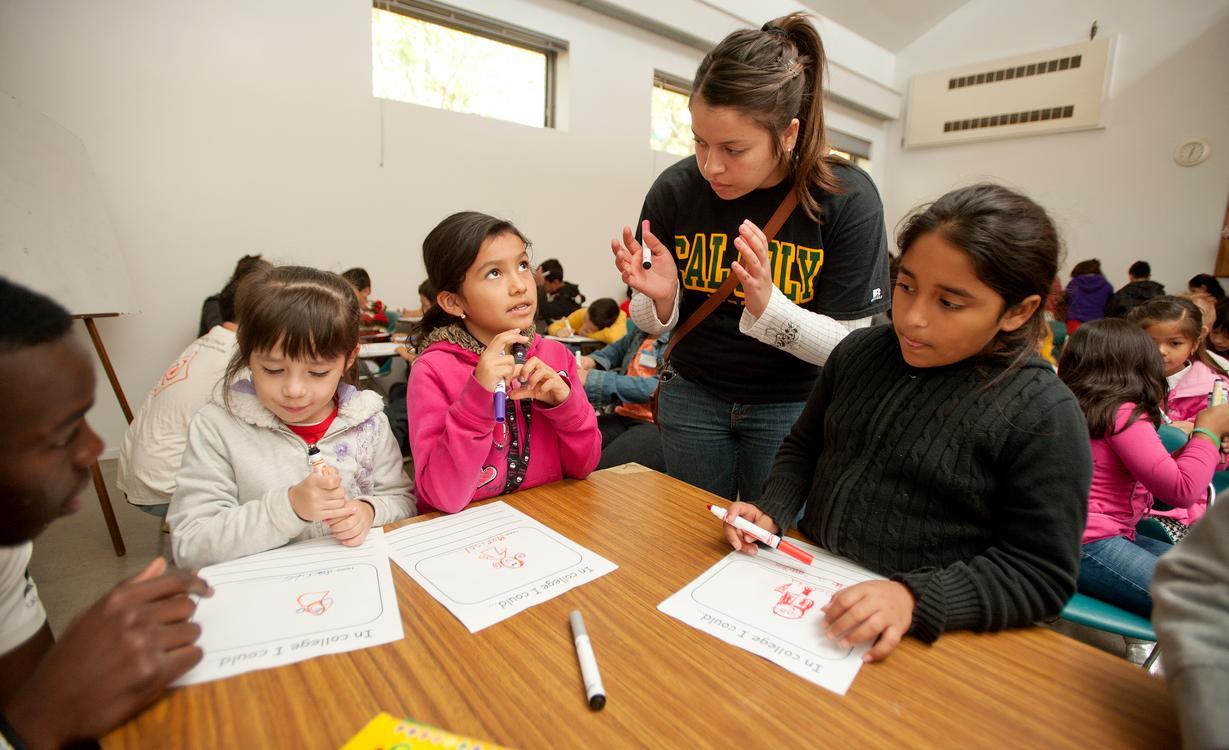 student teaching group of children