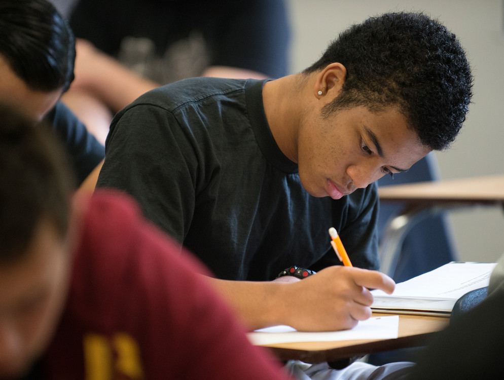 student working on assignment