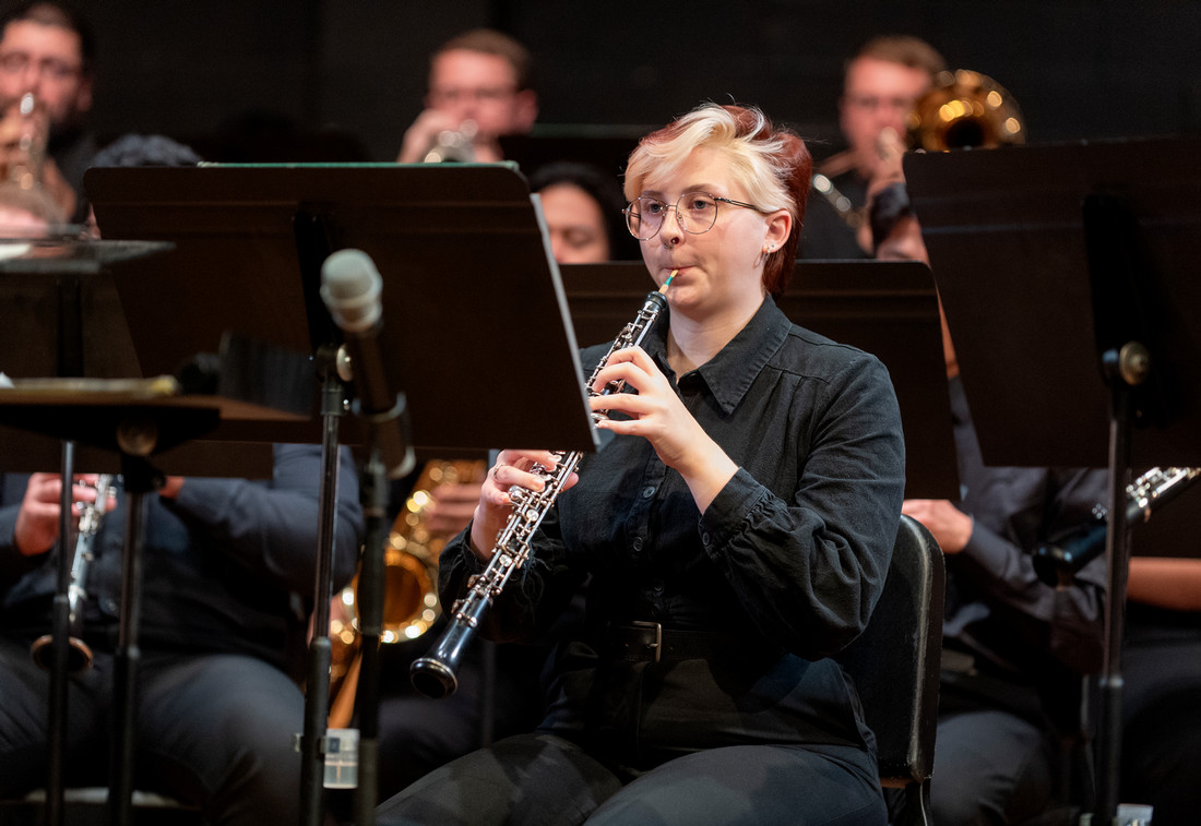 Student playing clarinet