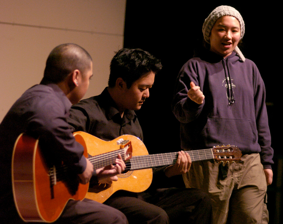 a trio playing music