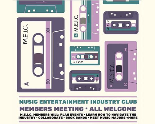 Music and Entertainment Industry Club invitation tape cassette design