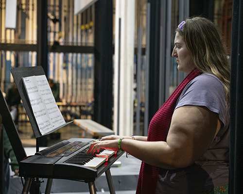 Student playing keyboard