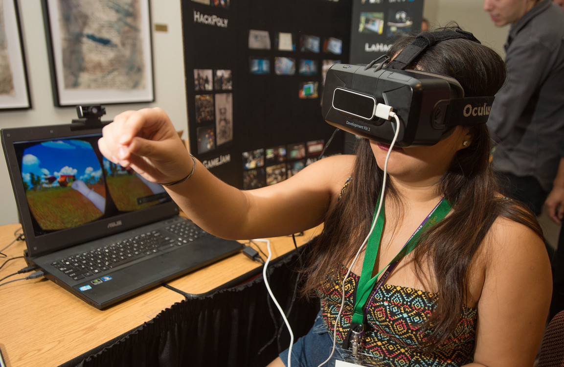 student using VR technology