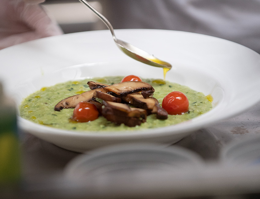 A mushroom and risotto plate