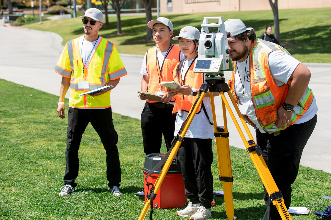 students surveying the field
