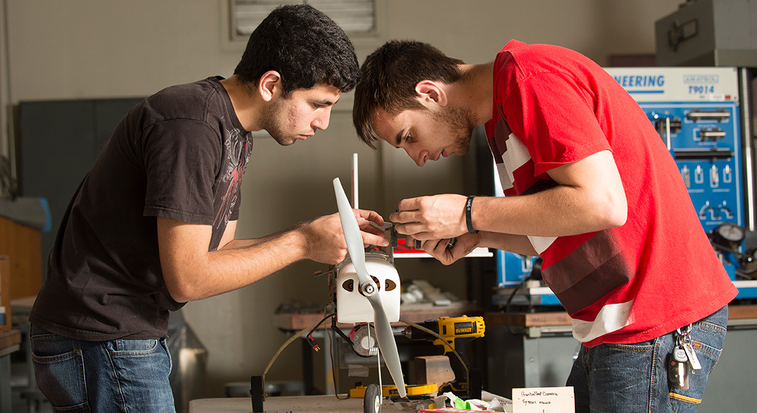 Students work on an electrical project