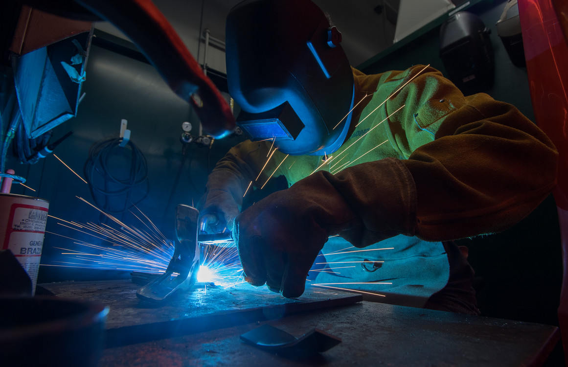 student welding