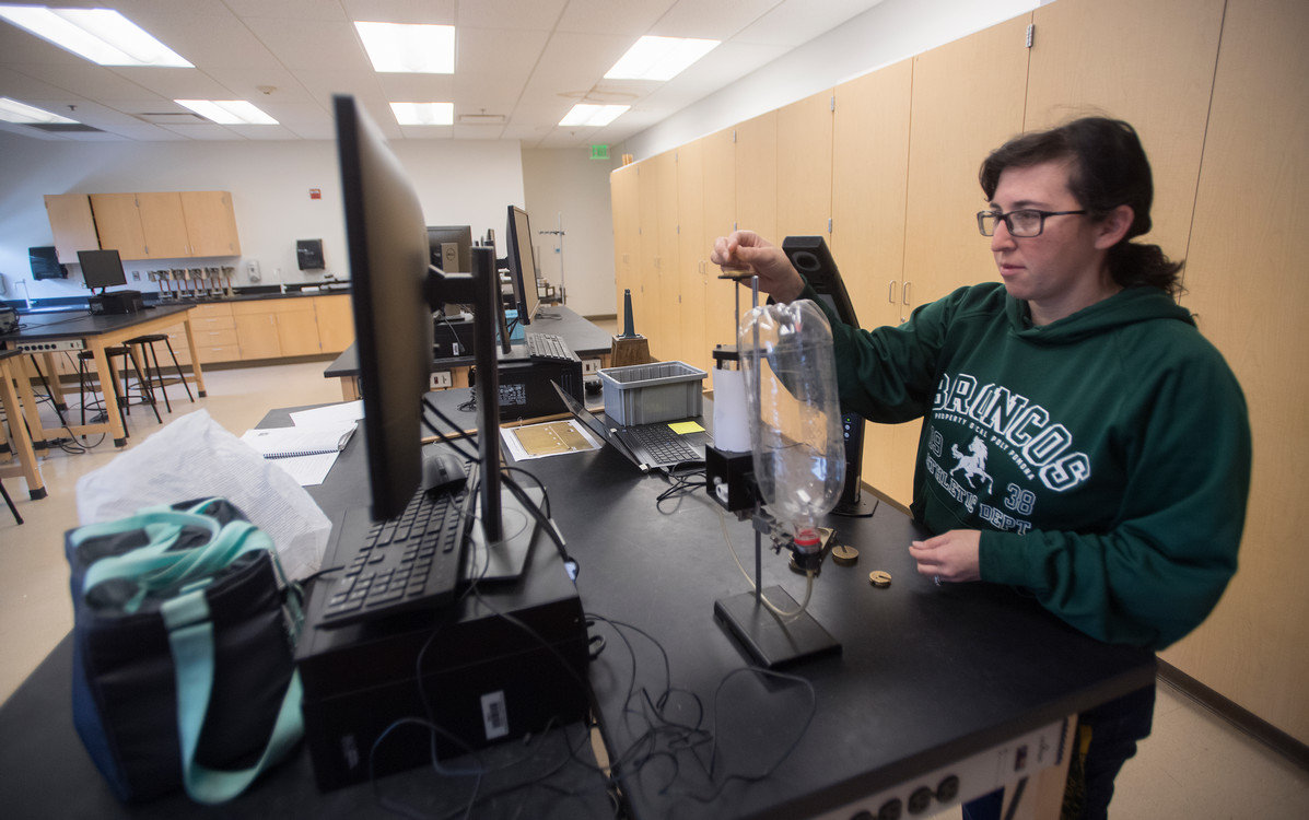 student doing a experiment