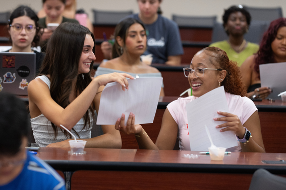 Students in Ben DeWald's Hospitality class at the Collins College of Hospitality Management
