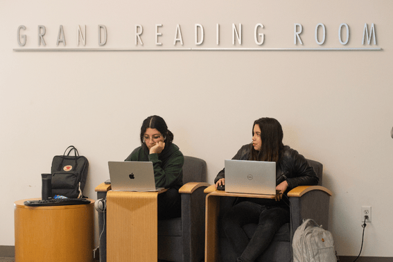 Students study at the Grand Reading Room of the University Library