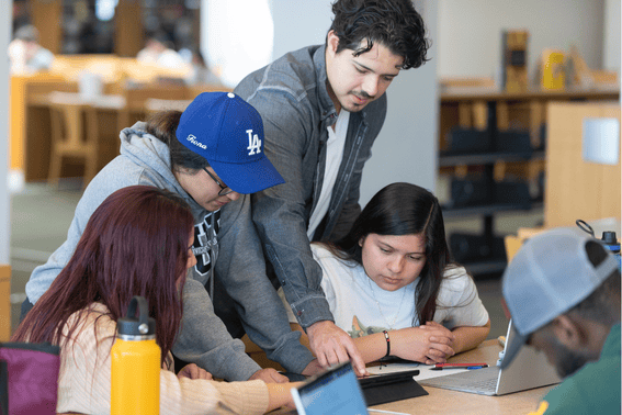 Students cram for finals during a study session in the University Library at Cal Poly Pomona 