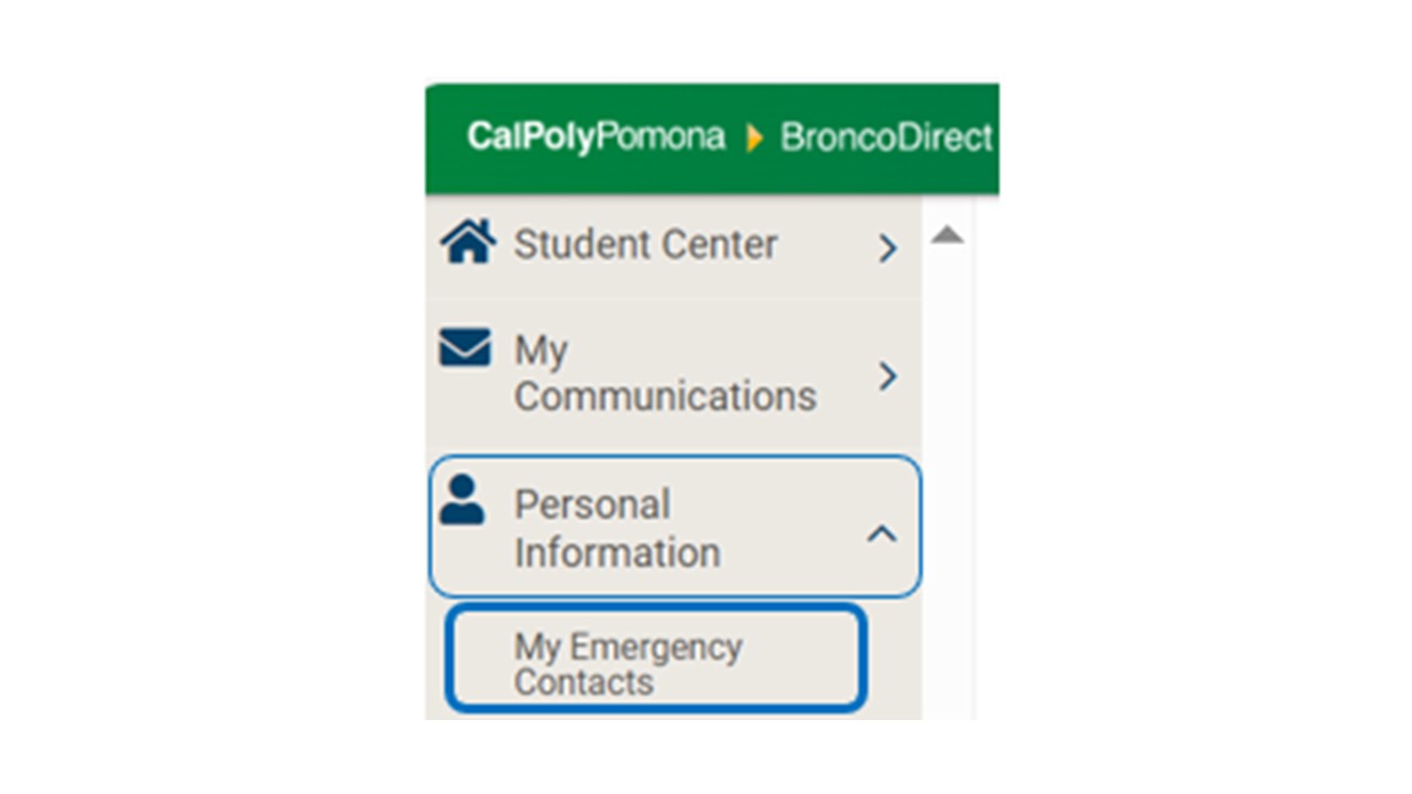 BroncoiDirect navigation