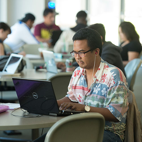 Student on computer