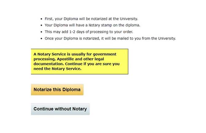 Diploma has a Notary stamp, 1to2 days processing.  Notary Service for government processing, Apostille and legal docs. 