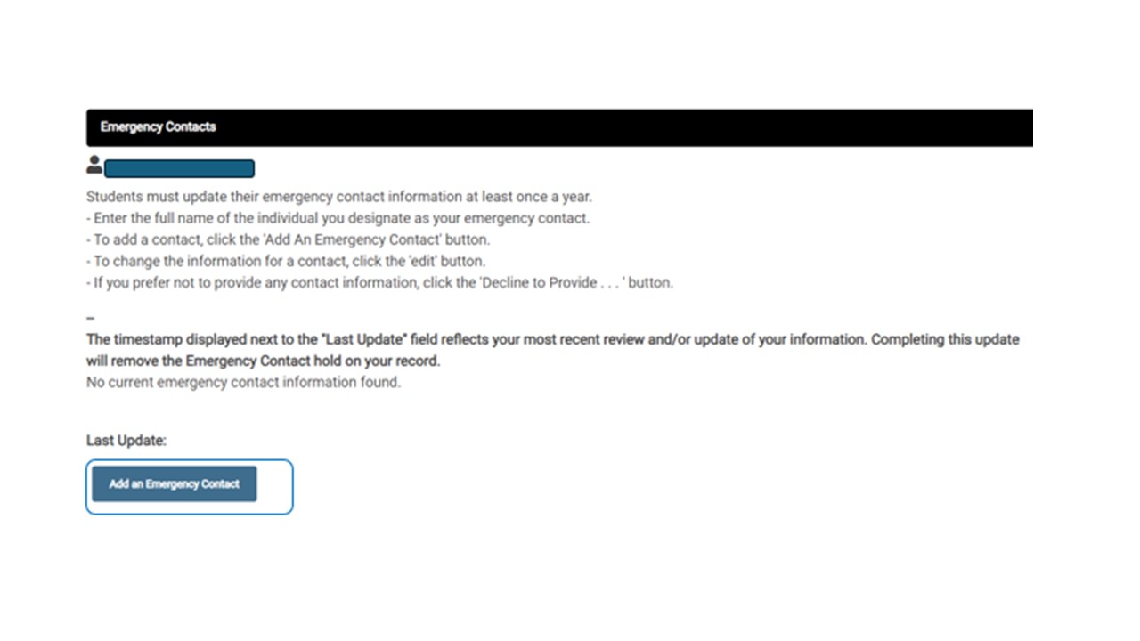 Emergency Contacts navigation
