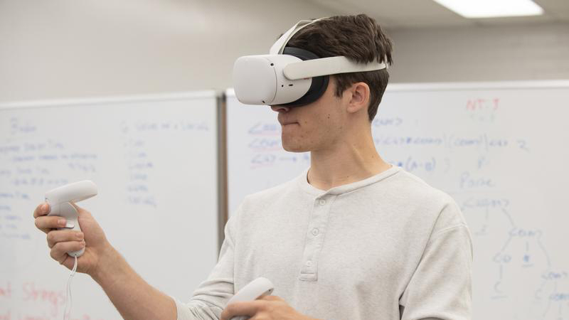 Man wearing VR equipment