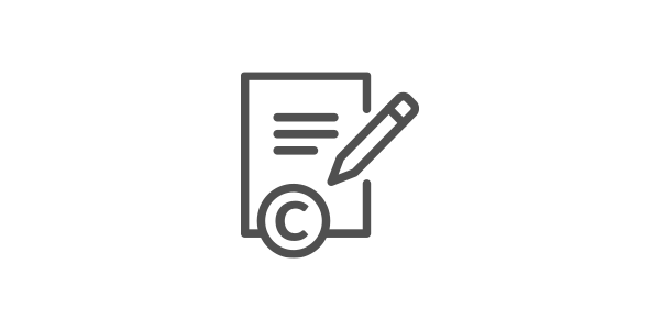 a document with copyright symbol and pencil