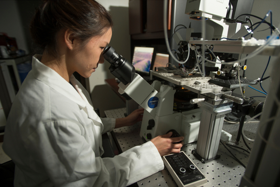 student at the lab