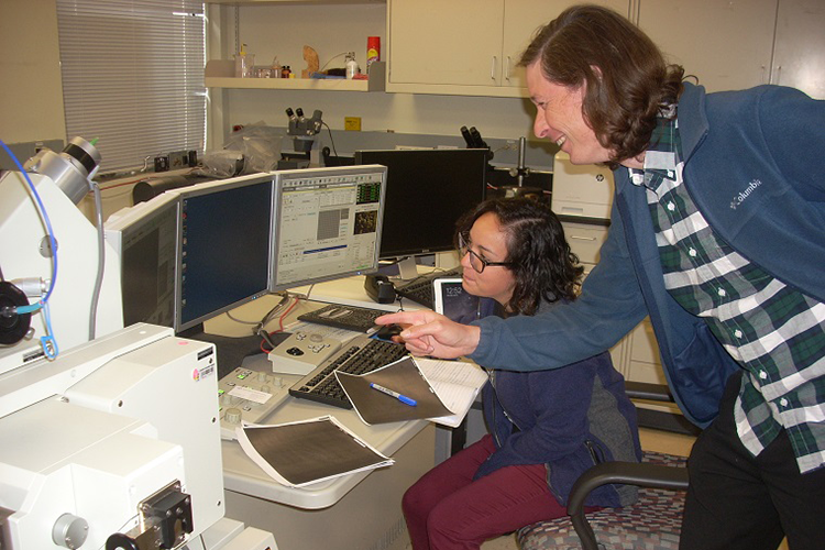 Professor Van Buer assisting a student