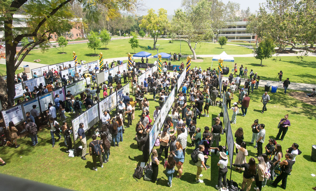 students presenting work at the 2022 science research symposium