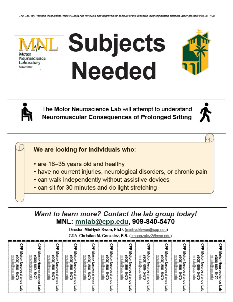 Prolonged sitting research project poster recruiting subjects