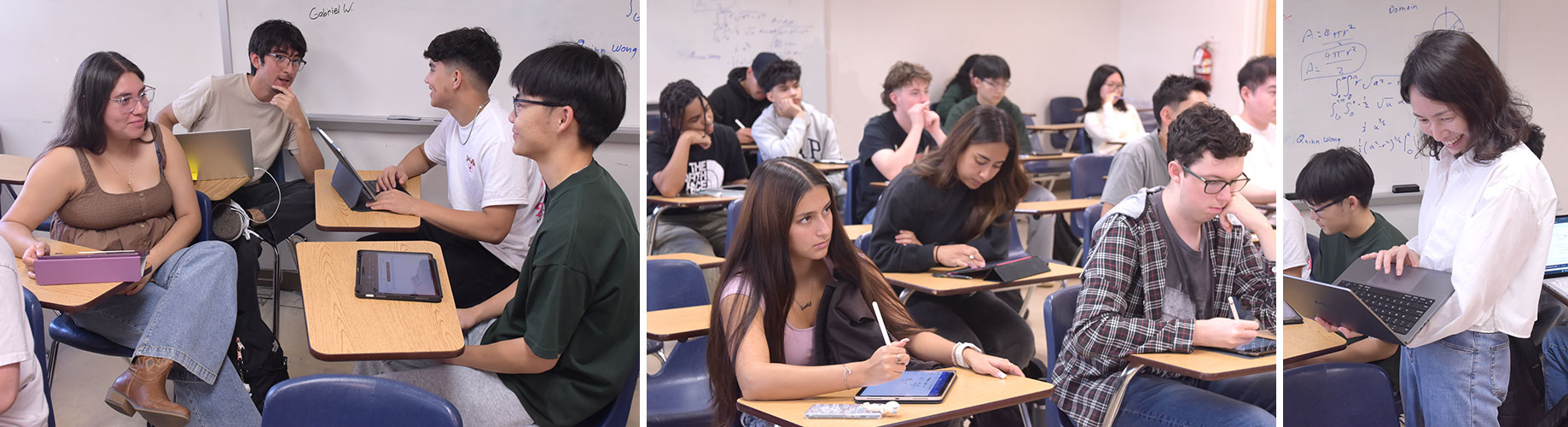 Calculus students using AI in groups in class 