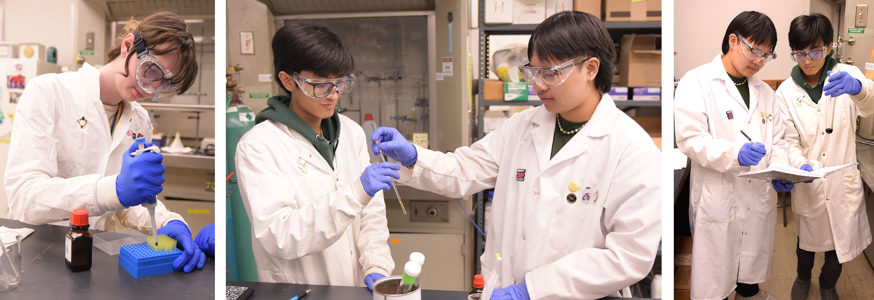 chemistry students working in Alex John's lab.