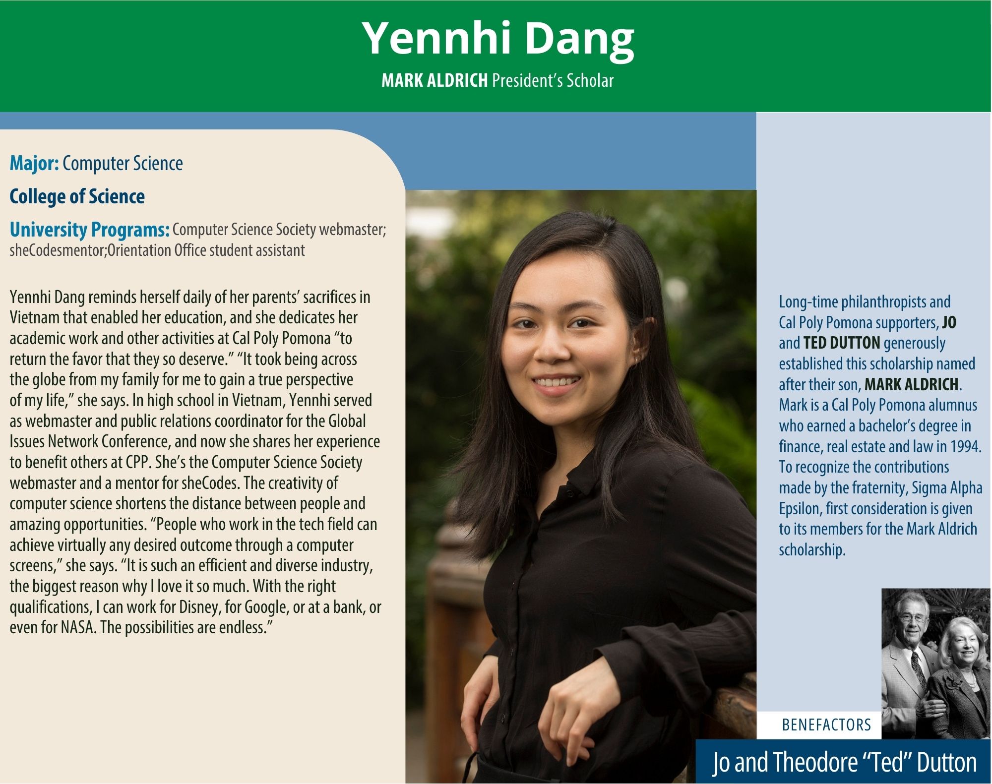 President's Scholar Yennhi Dang