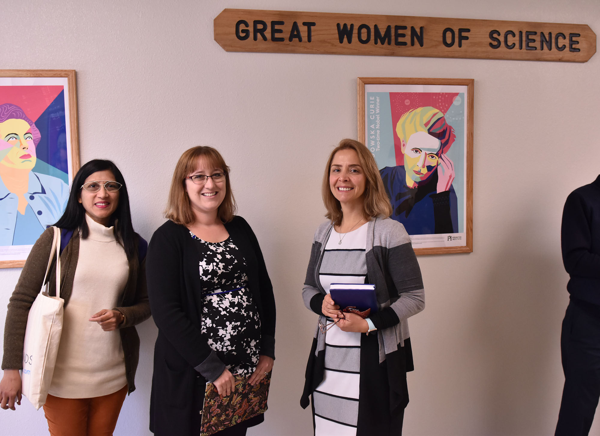 Breanna Binder poses with other faculty at great women of science dedication
