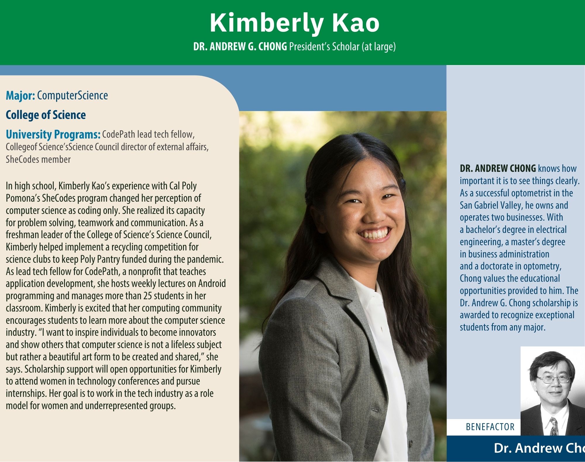 Kimberly Kao, President's Scholar