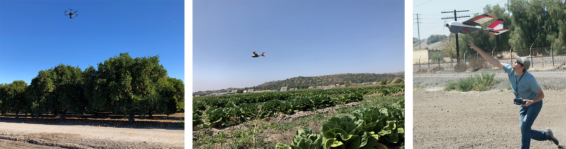 pictures of drones gathering agricultural imagery