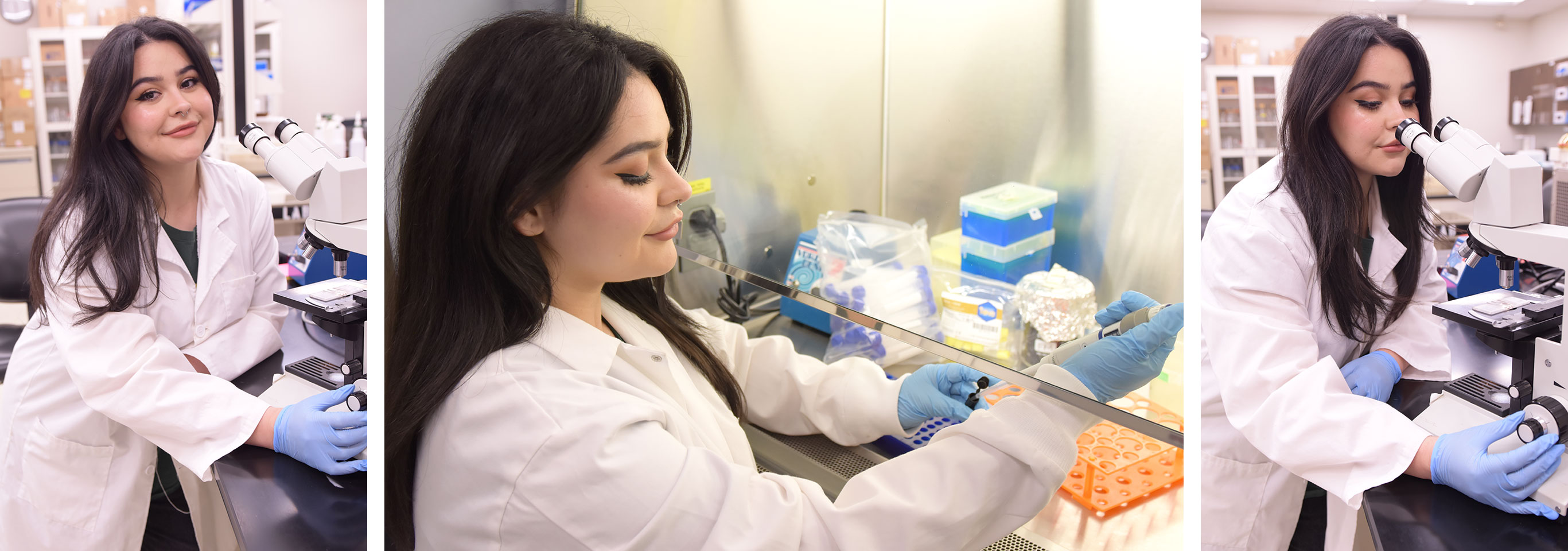 Ximena Corona working in the lab