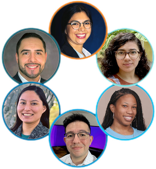 Alumni headshots: Liz Marquez, Summer Blanco, Ashley Spradley, Robert Parsons, Jackie Lara, Antonio Aguayo.